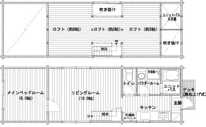 ログキャビンの平面図